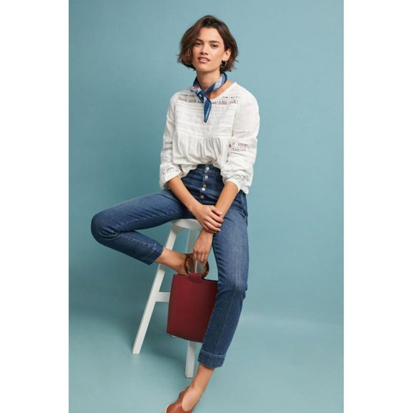 👖 AMO - Audrey Ultra High-Rise Cropped Jeans Button Fly in Shadow Play - 24 - Picture 2 of 10